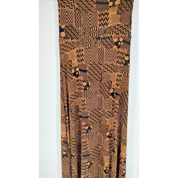 LuLaRoe Woman's Brown Black Maxi Skirt Size XXS Geometric Stretch Slinky Pull On - Picture 4 of 6
